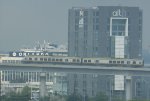 UP Express on the viaduct approaching Pearson Airport